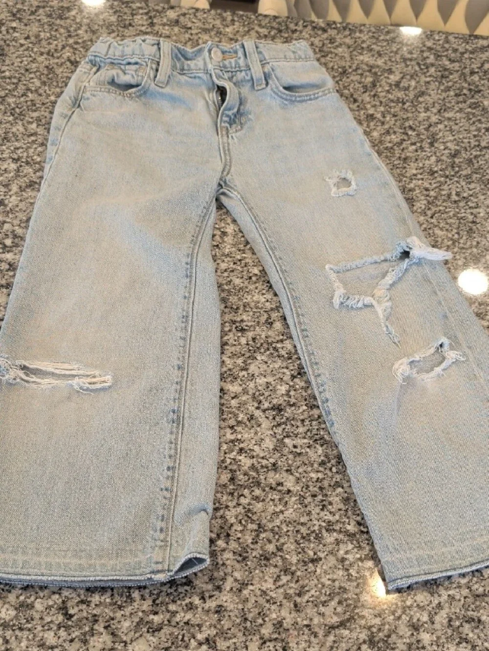 Old Navy Light Blue Distressed Wide-Leg Kids Jeans